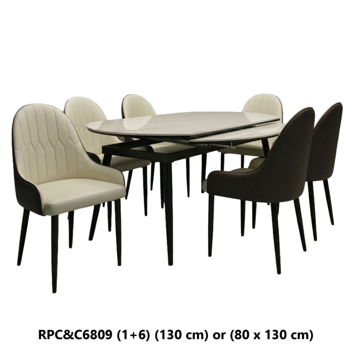 Expandable Round Dining Table Set (1+6)