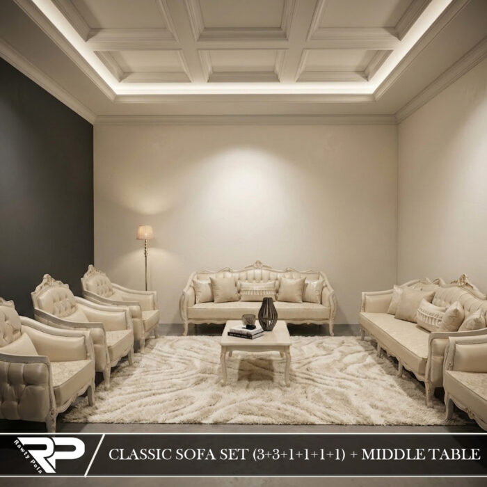 Classic 8-Piece Ivory Living Room Collection